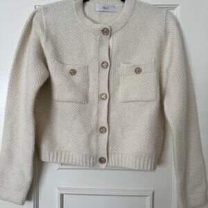 MUI Korean Luxury Cream Wool Blend Cardigan